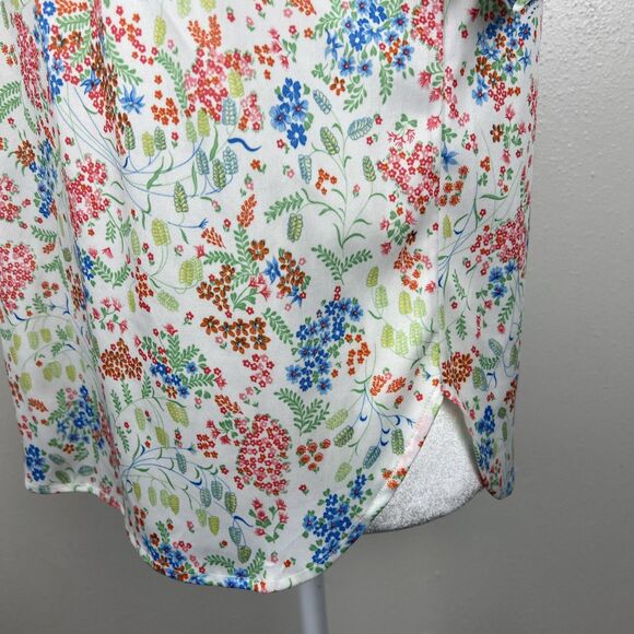 Vintage Just Oscar Blouse Women Large White Pink Floral All Over Print S/S Top - Picture 8 of 13